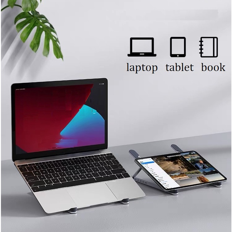 Giá đỡ laptop, macbook hợp kim nhôm siêu bền 12-18 inch kèm túi đựng, có thể điều chỉnh độ cao phù hợp