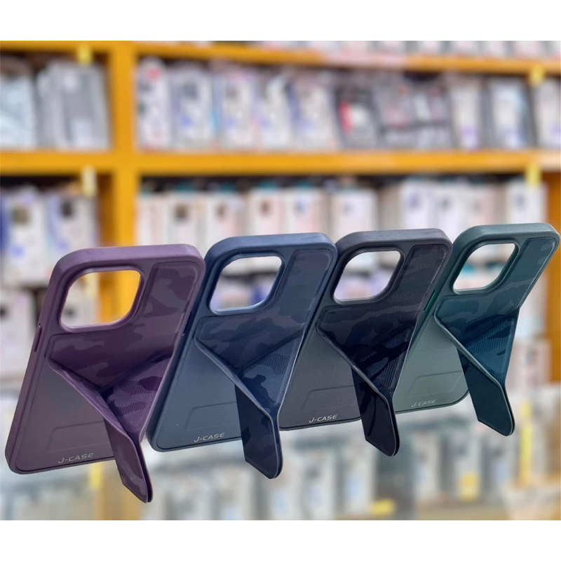 Ốp J-Case lưng da hạ tiết ZanZi kiêm giá đỡ ip14 pro/ ip14pro max