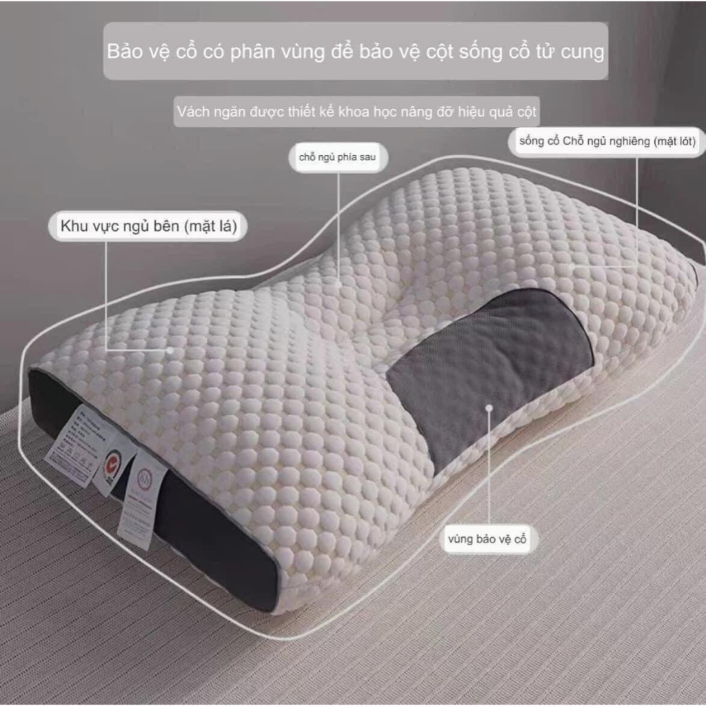 Gối Ngủ HOHO - Chống đau mỏi cổ vai gáy-Thiết kế nằm ngửa và nằm nghiêng , Hạn chế ngáy, Ngủ ngon hơn