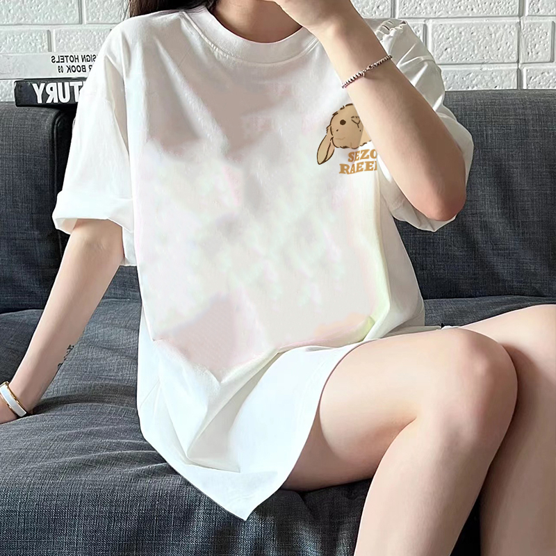 SALMO áo thun cổ tròn trắng hè nữ tee bigsize áo phông unisex vintage fashion 100%cotton