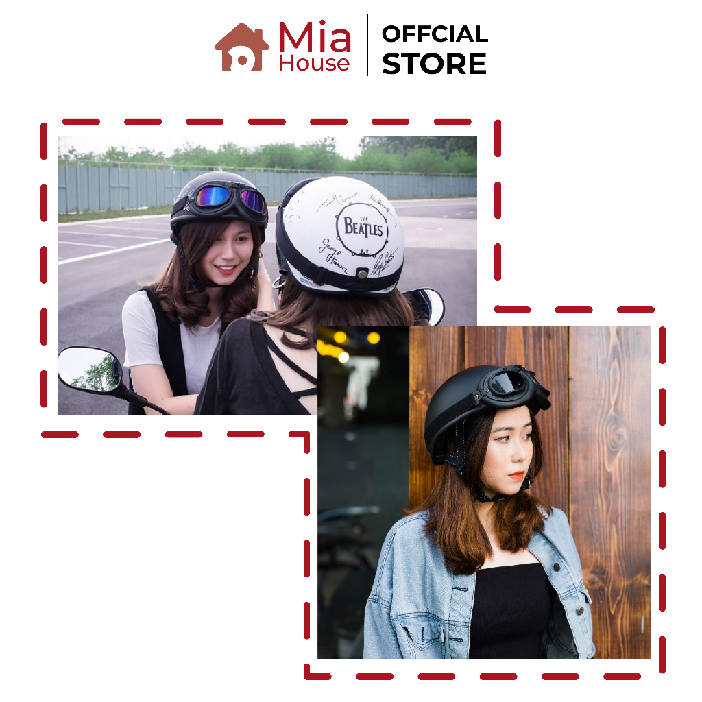 Mũ bảo hiểm phượt nửa đầu kèm kính phi công nhiều loại, sừng mini, chong chóng, lưỡi trai, cùng nhiều phụ kiện hot