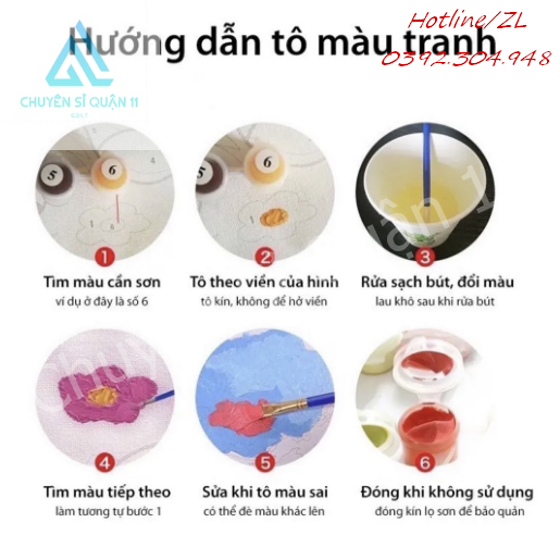 Tranh số hóa tô màu nhân vật hoạt hình – tranh phong cảnh, Tranh tô màu theo số kích thước 20x20cm