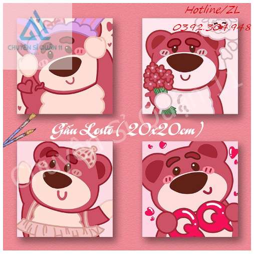 Tranh số hóa tô màu nhân vật hoạt hình – tranh phong cảnh, Tranh tô màu theo số kích thước 20x20cm