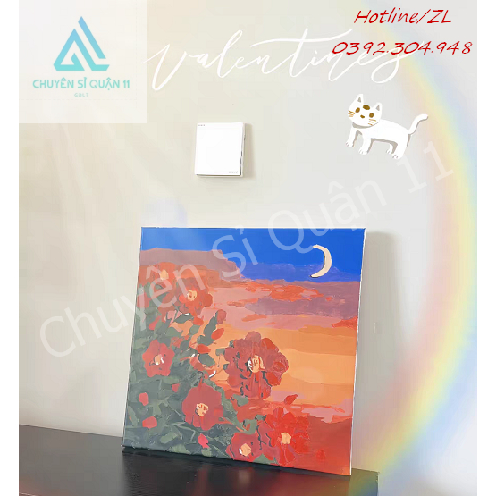 Tranh số hóa tô màu nhân vật hoạt hình – tranh phong cảnh, Tranh tô màu theo số kích thước 20x20cm