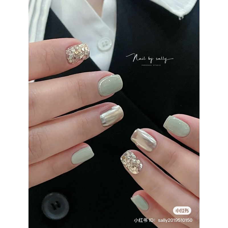 Nailbox mix nhũ và tráng gương