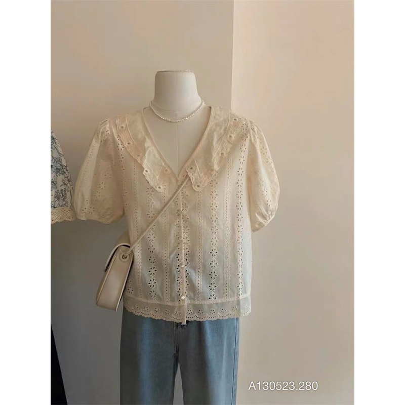 Áo somi cổ bèo ren