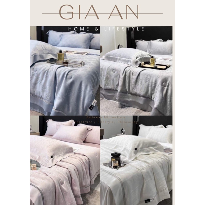 Bộ Tencel chăn trần tơ tằm Quiet Luxury 100s vân dệt 5d chìm cực sang trọng🌿
