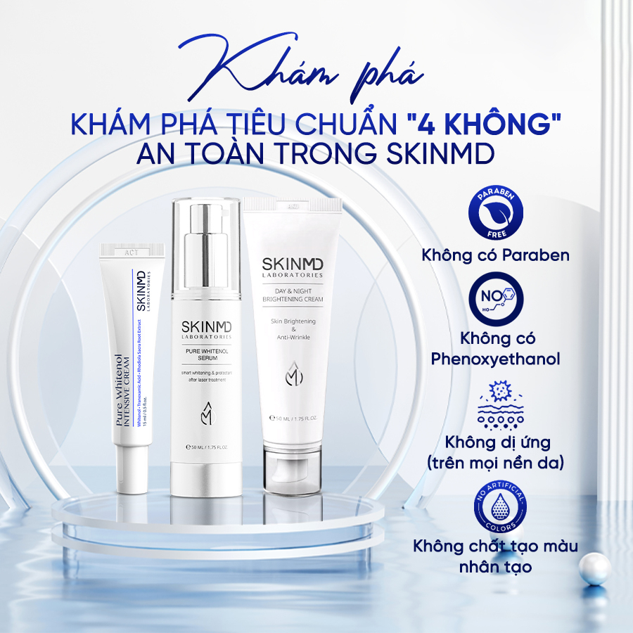 Combo loại bỏ nám và tình trạng tăng sắc tố cho da Nám Tầng Sâu và dưỡng trắng da SkinMD Pure Whitenol