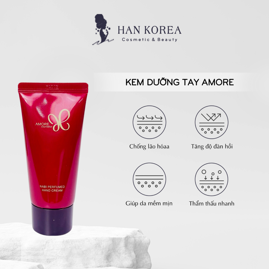 Kem dưỡng da tay Amore 50 ml mềm mịn, dưỡng trắng, giảm nhăn Hân Korea