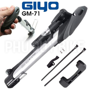Bơm Tay Mini Cầm Tay Gắn Trên Xe Đạp Có Đồng Hồ Đo Áp Suất GIYO GM-71 140PSI