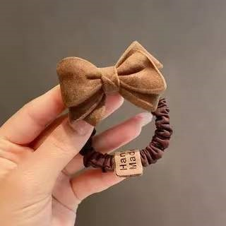 Set Dây Buộc Tóc Hình Nơ Trái Tim Màu Nâu Màu Trà Sữa Phong Cách Hàn Quốc