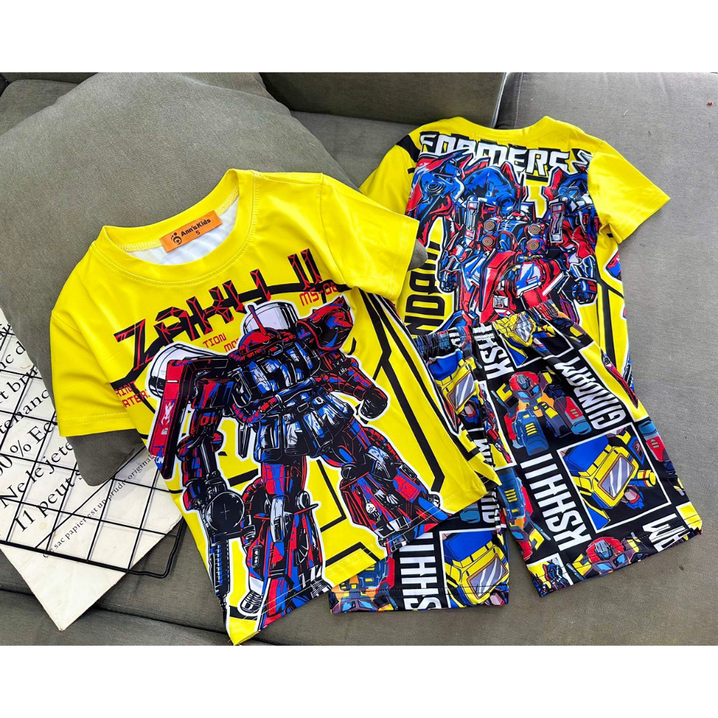 Bộ đồ thun lạnh 3D Size  hoạt hình cho bé trai