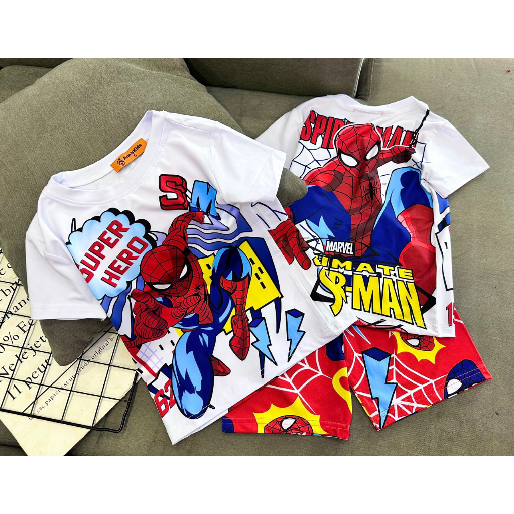 Bộ đồ thun lạnh 3D Size  hoạt hình cho bé trai