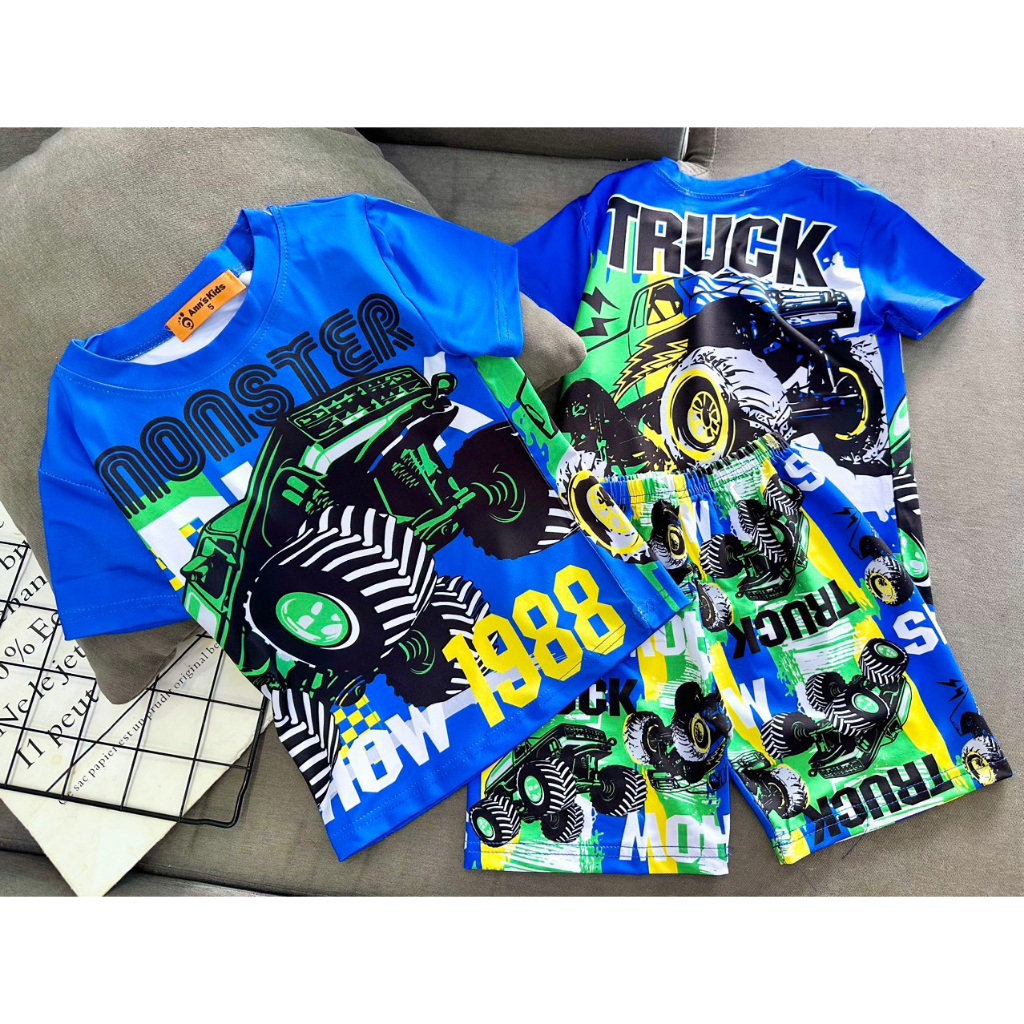 Bộ đồ thun lạnh 3D Size  hoạt hình cho bé trai