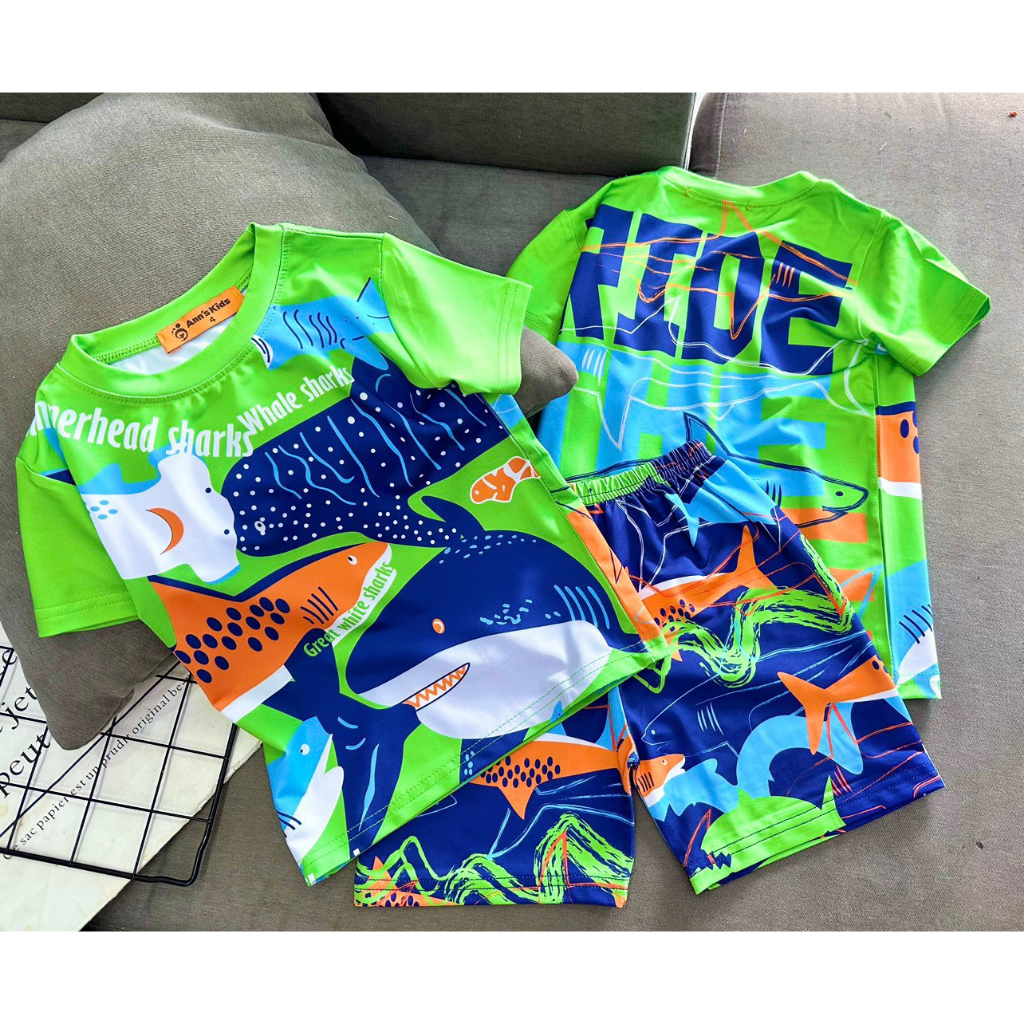 Bộ đồ thun lạnh 3D Size  hoạt hình cho bé trai