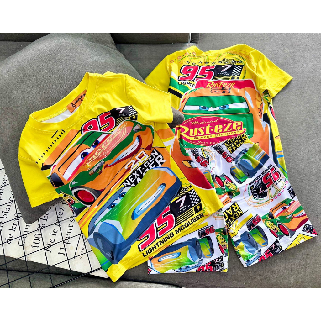 Bộ đồ thun lạnh 3D Size  hoạt hình cho bé trai