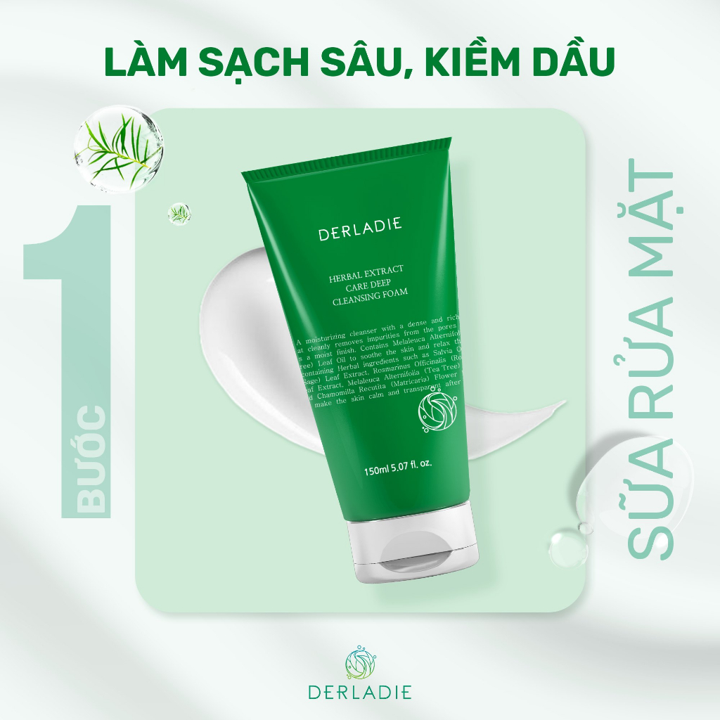 Bộ 4 Sản Phẩm Chiết Xuất Tràm Trà Giảm Mụn Sau 14 Ngày Derladie Herbal Extract