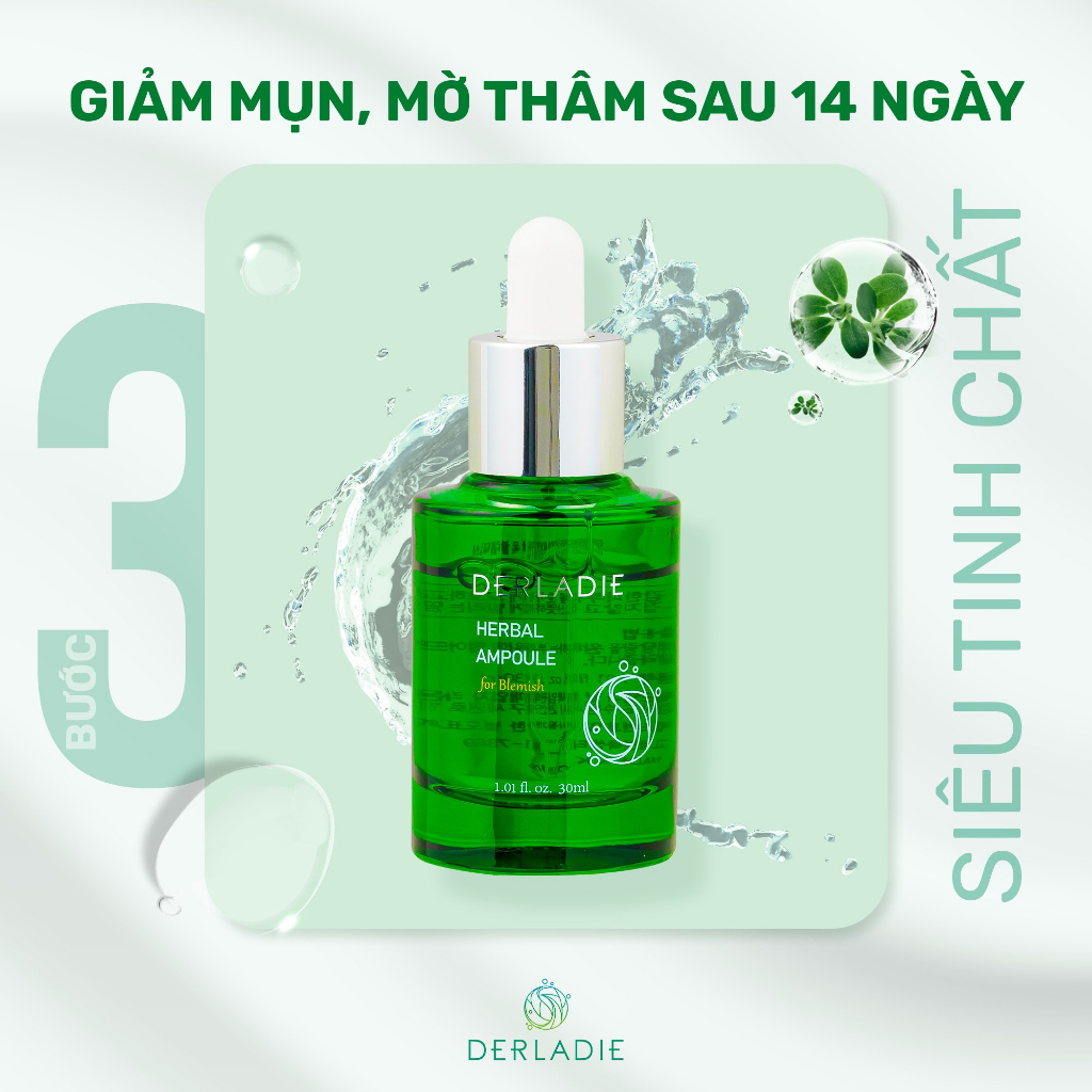 Bộ 4 Sản Phẩm Chiết Xuất Tràm Trà Giảm Mụn Sau 14 Ngày Derladie Herbal Extract