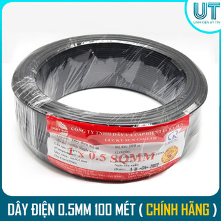 Dây điện đơn 0.5mm 100 mét lõi đồng xịn 1x0.5mm màu đen lucky sun