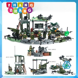 Đồ chơi Xếp hình Doanh trại quân đội dã chiến đầy đủ vũ khí bộ binh rừng Minifigures Gudi 8009