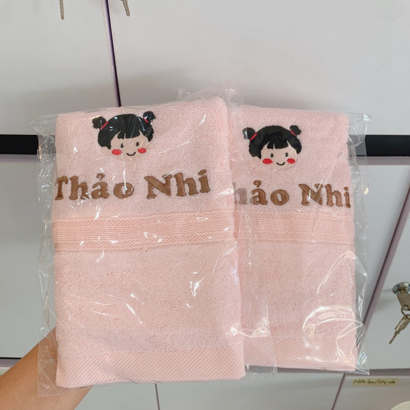 Khăn tắm thêu tên theo yêu cầu size lớn 60x120cm