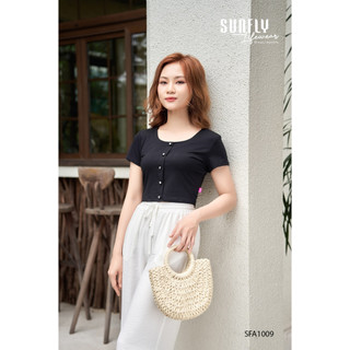 SFA1009 ÁO PHÔNG COTTON DÁNG CROPTOP SUNFLY