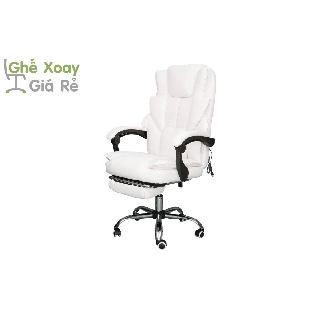 Ghế Văn Phòng Giám Đốc chân xoay ngã nằm có gác chân da PU Cao Cấp JO-916 massage 1 điểm