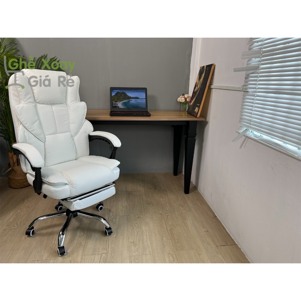 Ghế Văn Phòng Giám Đốc chân xoay ngã nằm có gác chân da PU Cao Cấp JO-916 massage 1 điểm