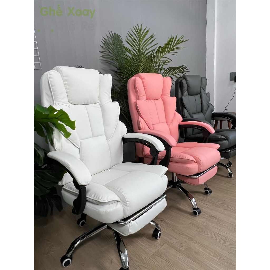Ghế Văn Phòng Giám Đốc chân xoay ngã nằm có gác chân da PU Cao Cấp JO-916 massage 1 điểm