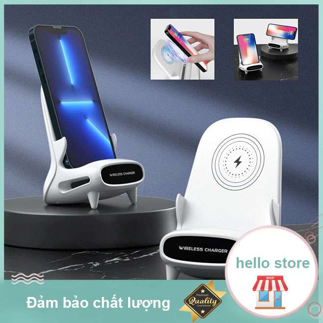 Đế sạc nhanh không dây cho điện thoại Wireless Charging Stand 15W, hỗ trợ Tpyc-C, USB