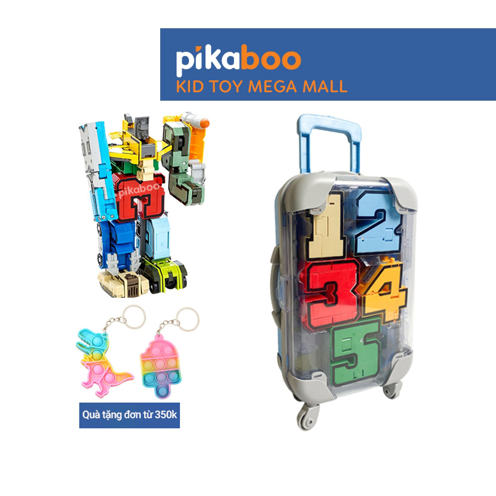 Đồ chơi lắp ghép Bộ chữ số biến hình cao cấp Pikaboo có thể ghép thành robot cỡ lớn chất liệu nhựa an toàn