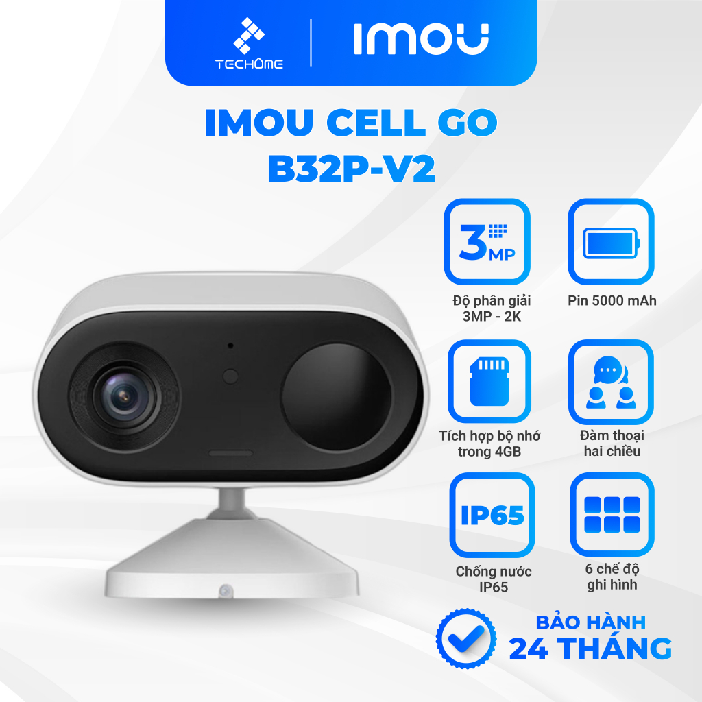 Camera wifi dùng pin Imou Cell Go IPC-B32P-V2 camera hành trình chống nước nhỏ gọn màu ban đêm chân đế nam châm- techome