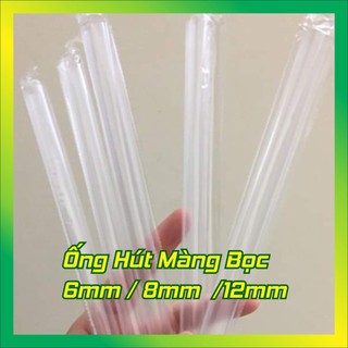 Ống hút trắng màng bọc riêng từng ống, cứng trong, an toàn