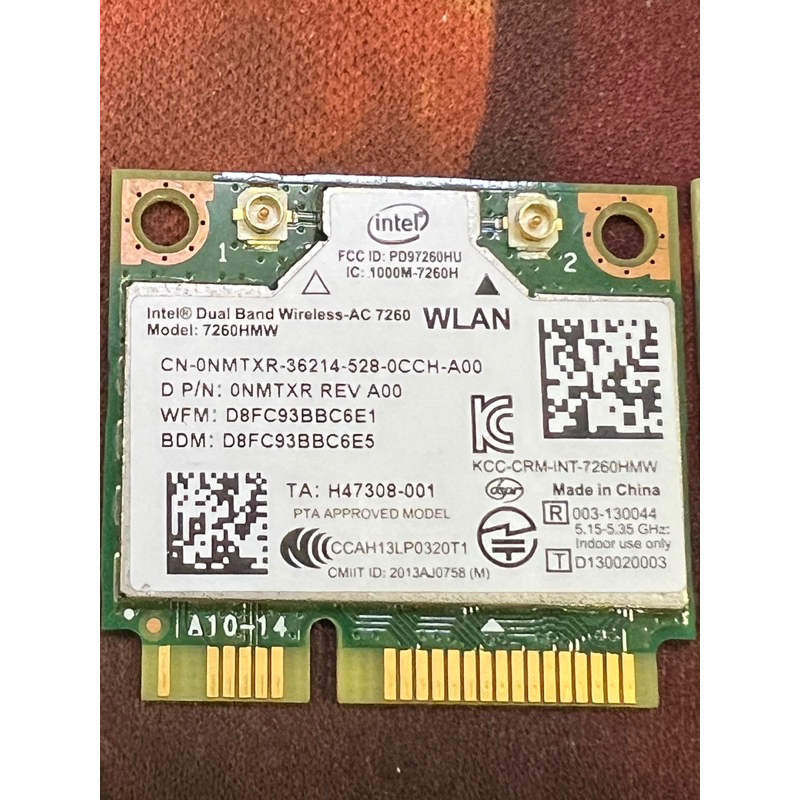 Card WIFI Lapotp intel Dual Band Intel AC 7260 Mini PCI 2.4Ghz và 5.0Ghz và Bluetooth 4.0 hàng zin tháo máy đã tes ok