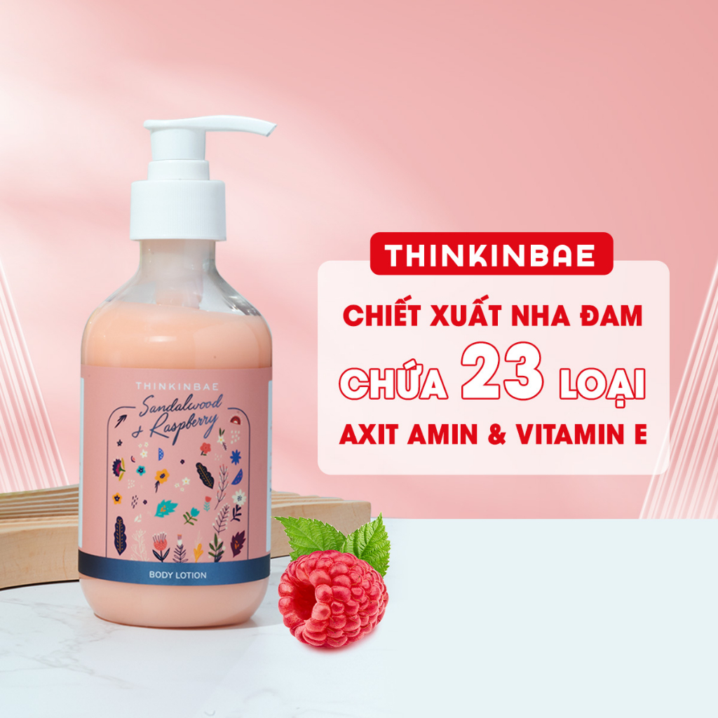 Sữa Dưỡng Thể Cấp Ẩm Thinkinbae hương Gỗ Đàn Hương và Quả Mâm Xôi 300ml