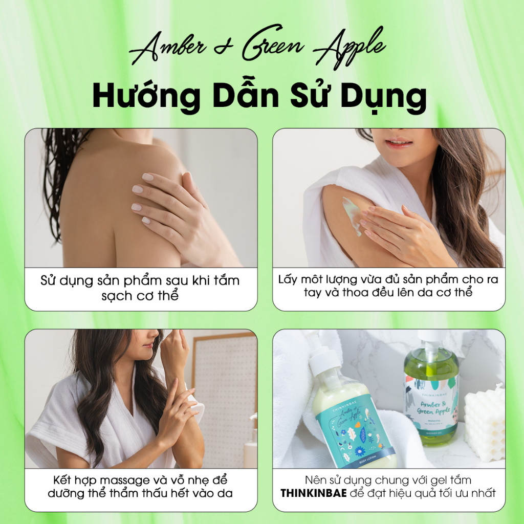 Sữa Dưỡng Thể Câp Ẩm Thinkinbae Hương Hổ Phách & Táo Xanh 300ml