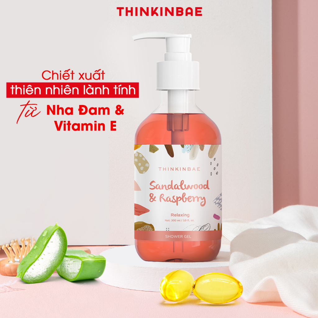 Combo Sữa Tắm + Kem Dưỡng Thể Thinkinbae Hương Sandalwood & Raspberry