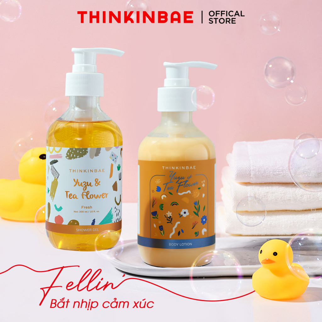 Combo Sữa Tắm + Kem Dưỡng Thể Thinkinbae Hương Yuzu & Tea Flower