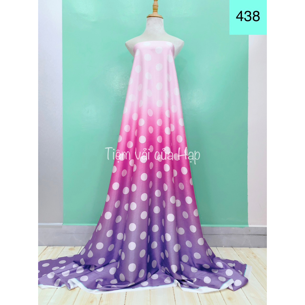 Mã 438, lụa vân xương cá chất mềm mịn, Vải lụa may áo dài, váy, sơ mi, tiệm vải của Hạp