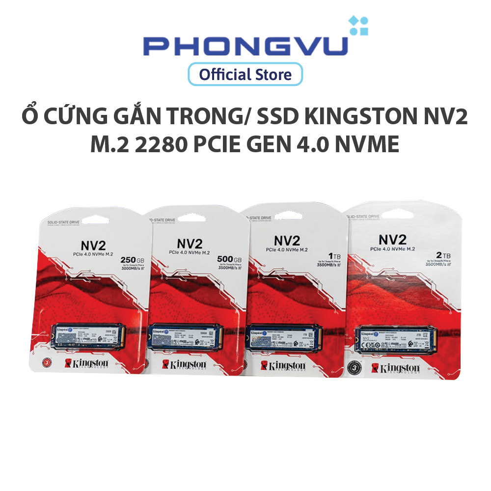 Ổ cứng gắn trong/ SSD Kingston NV2 M.2 2280 PCIe Gen 4.0 NVMe - Bảo hành 36 tháng