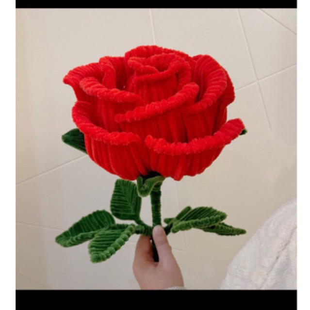 Set vật liệu tự làm bông hoa hồng khổng lồ bằng sợi kẽm nhung hoa handmade diy hoa hồng quà tặng chụp kỉ yếu