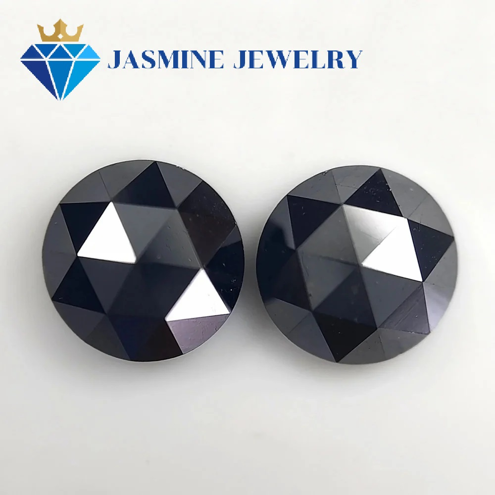 Kim cương nhân tạo Mỹ Moissanite giác cắt tròn màu đen Rose Cut