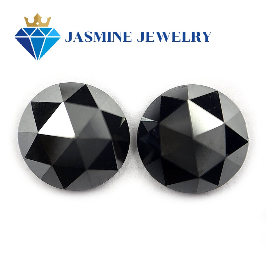 Kim cương nhân tạo Mỹ Moissanite giác cắt tròn màu đen Rose Cut