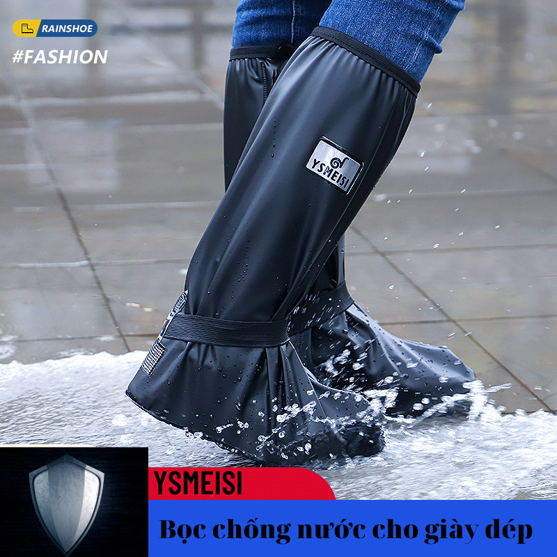 Ủng đi mưa, bọc giày đi mưa cổ cao với chất liệu nhựa PVC 2 Lớp - hàng cao cấp