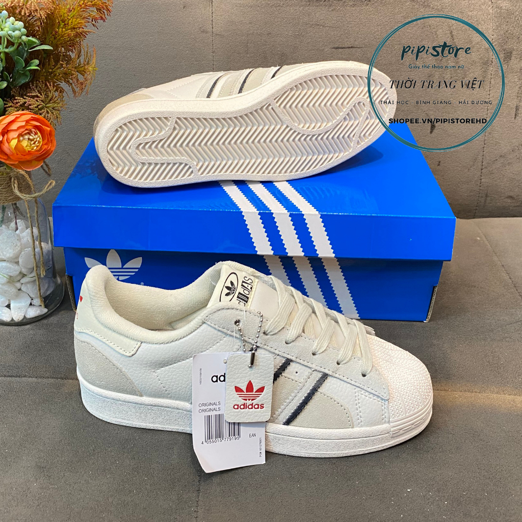 Giày Adidas superstar, adias Sò trắng Da lộn full box size 36-43  bill giấy gói