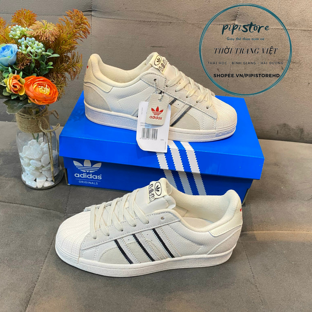 Giày Adidas superstar, adias Sò trắng Da lộn full box size 36-43  bill giấy gói