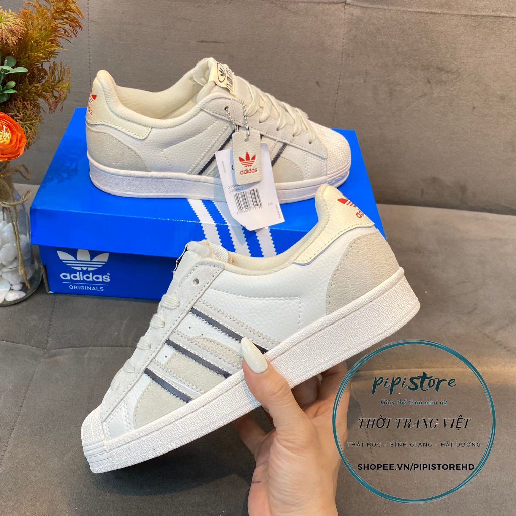 Giày Adidas superstar, adias Sò trắng Da lộn full box size 36-43  bill giấy gói