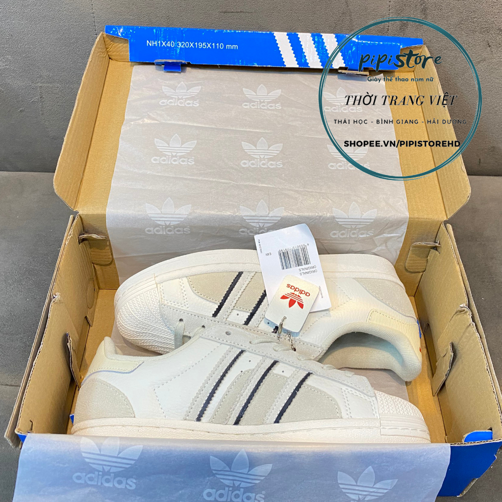 Giày Adidas superstar, adias Sò trắng Da lộn full box size 36-43  bill giấy gói
