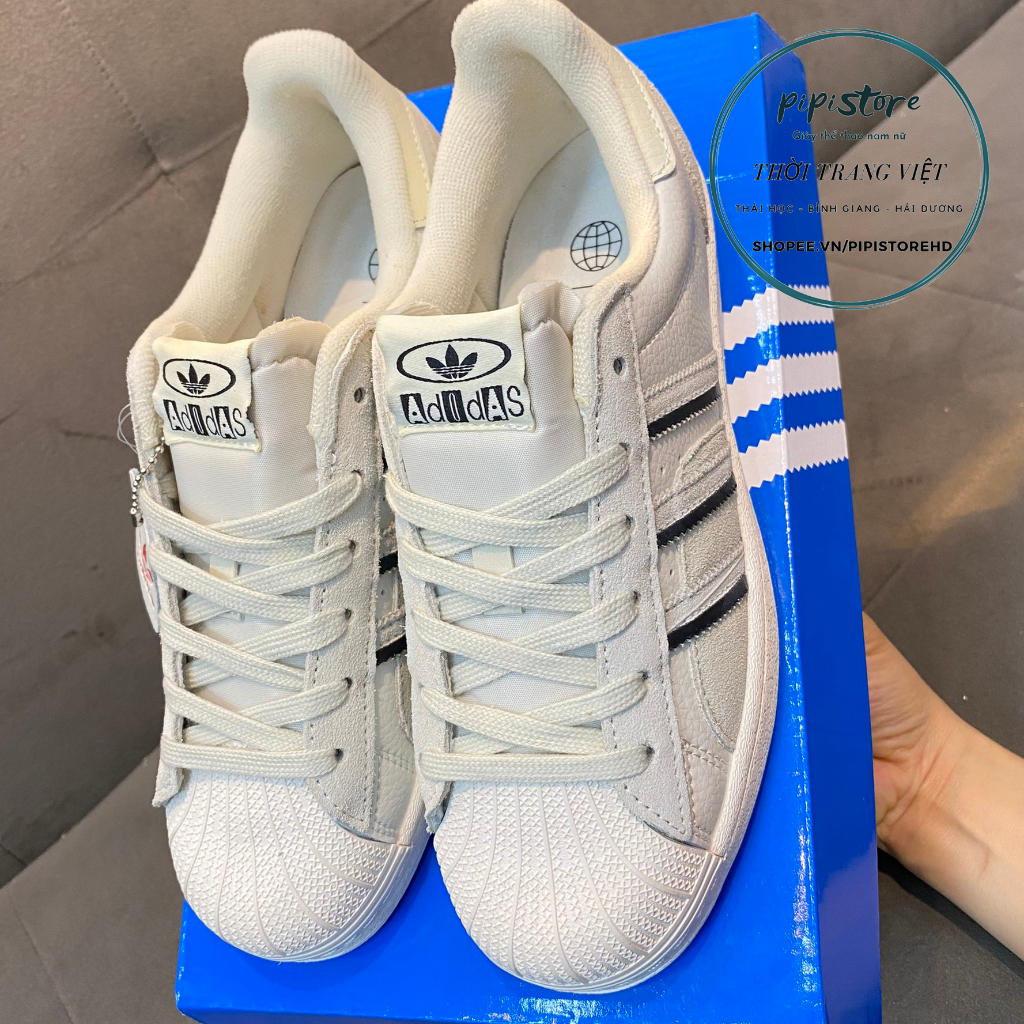 Giày Adidas superstar, adias Sò trắng Da lộn full box size 36-43  bill giấy gói