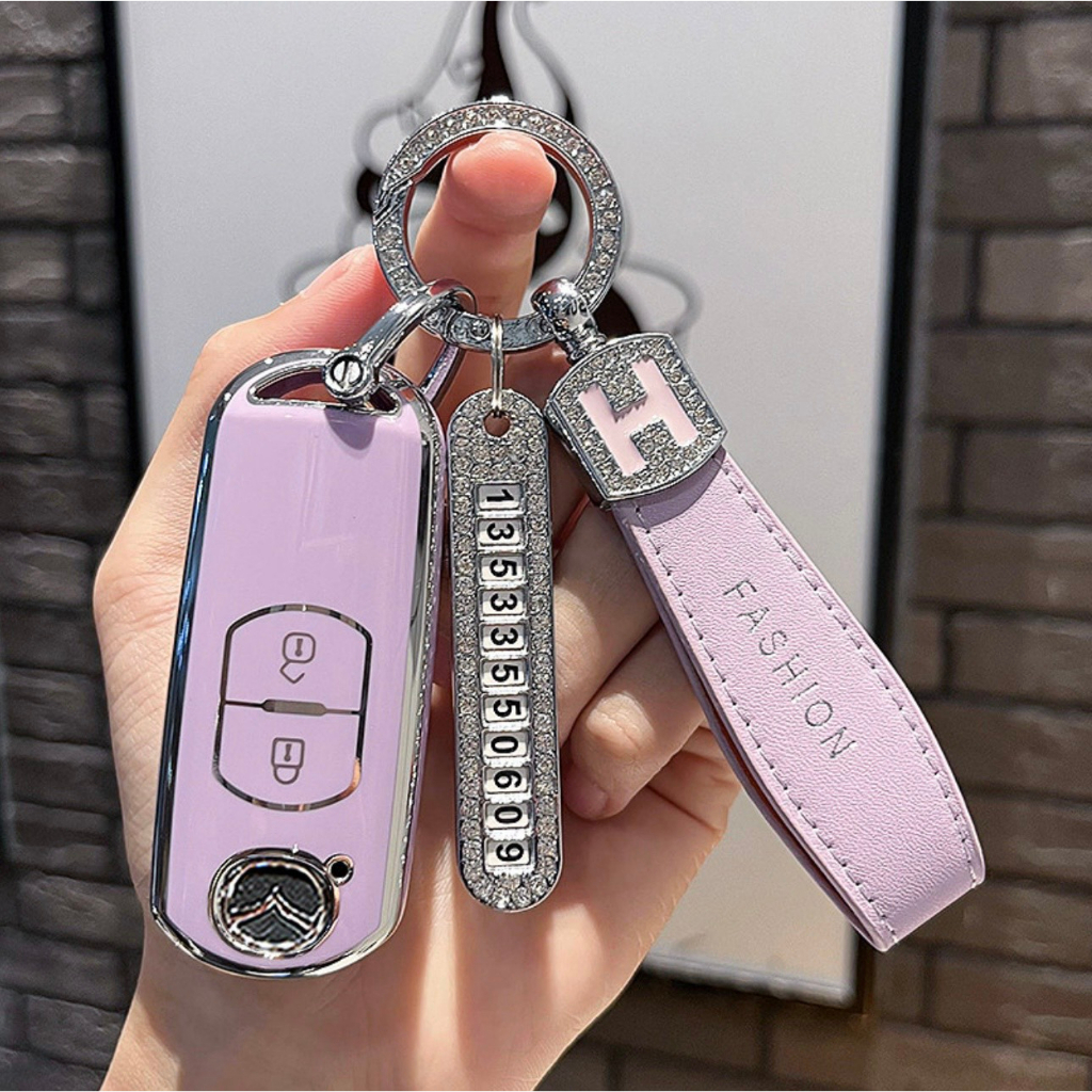 Ốp TPU dẻo viền bạc các dòng xe Mazda 2 nút thông minh và các dòng Mazda tương thích by Ốp khóa VIP